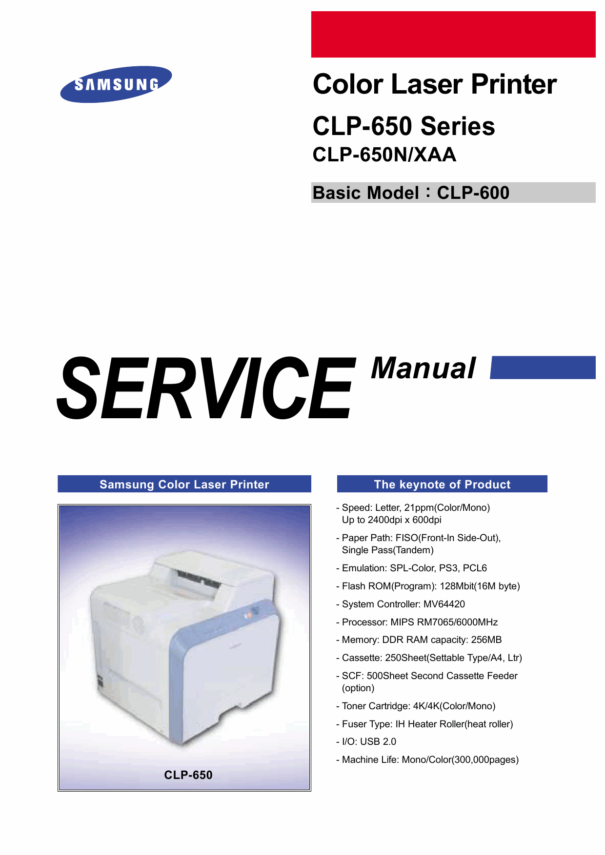 Samsung Color-Laser-Printer CLP-650 650N Parts and Service Manual-1